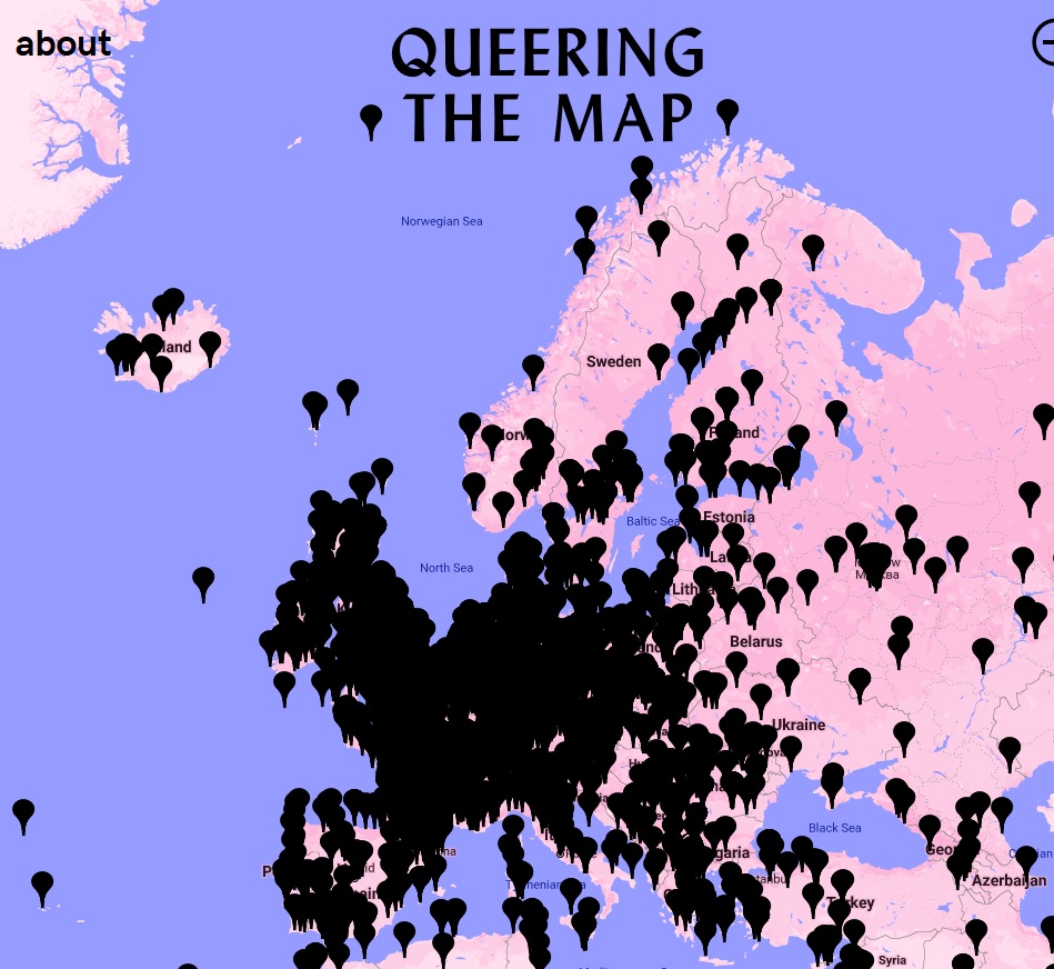 A map of Europe from the website Queering the Map